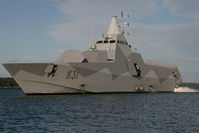 The Swedish first-of-class corvette HMS VISBY