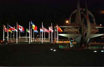 The bastion of flags with Dannebrog (the Danish flag) to the far left in the circle