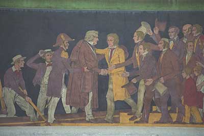 Thorvaldsen's homecoming in 1838 was depicted in an exterior frieze