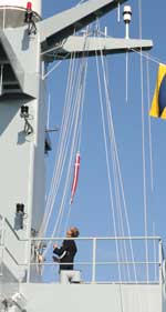 The sign of command, the naval pennant is hoisted