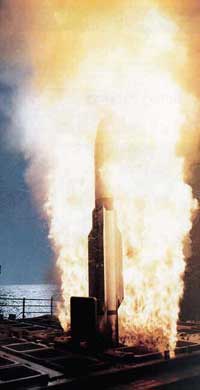 A long range SM-2 Block III SAM is launched