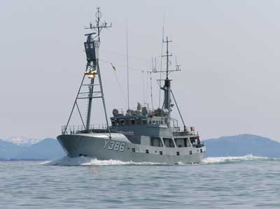 The  arctic patrol cutter AGDLEK, seen here in Greenland waters