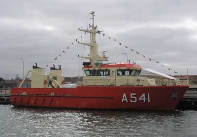 The surveying Vessel BIRKHOLM at Naval Base Korsør