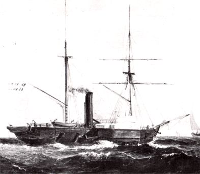 The paddle steamer HEKLA, which the insurgents nicknamed "The Black Robber"