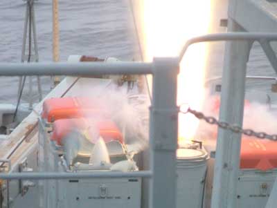 Sea Sparrow missile being launched from a Mk 48 VLS