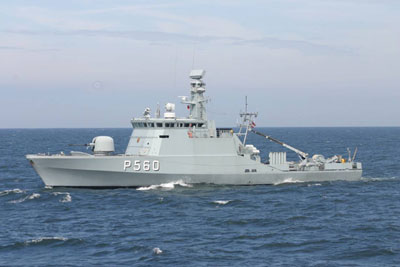 The guided missile vessel RAVNEN is here seen equipped as an anti submarine vessel