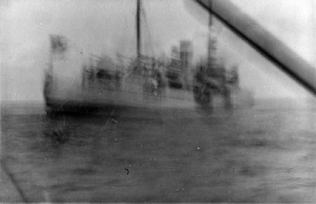 The Patrol Vessel HVIDBJRNEN seen sinking in the Reat Belt August 29,1943