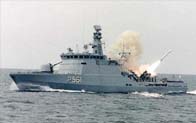 Harpoon launched from Danish Patrol Vessel...