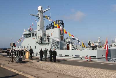 The HAVFRUEN is being named at the naval base in Korsr