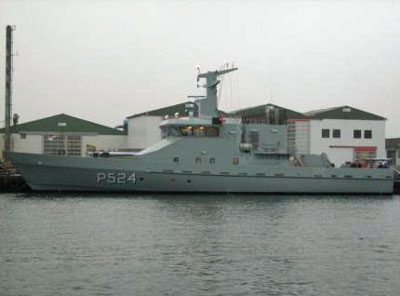 Femte enhed af DIANA-klassen, P524, ved afleveringen fra Faaborg Vrft