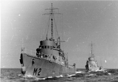 Two minesweepers of the SLVEN Class in a line-up